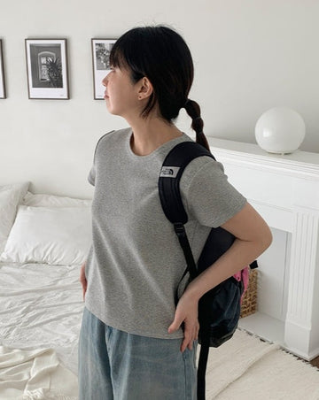 Herum Basic Color Ribbed Short Sleeve Tee